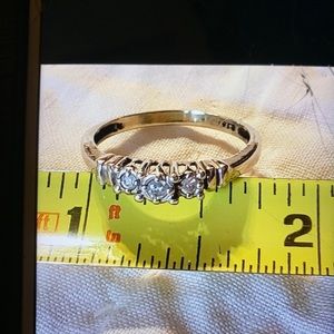 10k solid white gold ring with 3 real diamonds